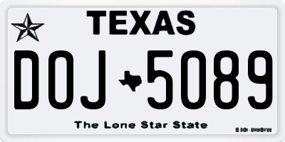 TX license plate DOJ5089