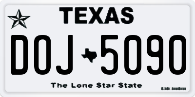 TX license plate DOJ5090