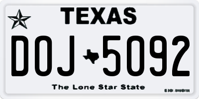 TX license plate DOJ5092