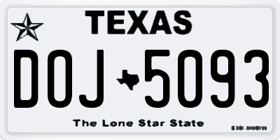 TX license plate DOJ5093