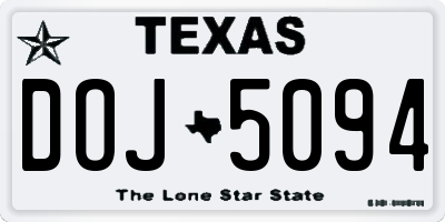 TX license plate DOJ5094