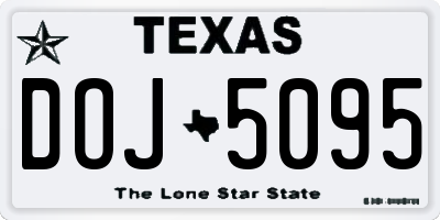 TX license plate DOJ5095