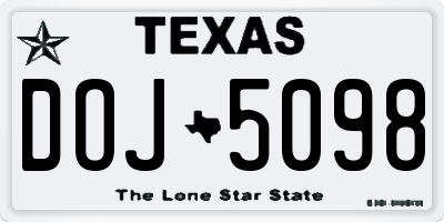 TX license plate DOJ5098