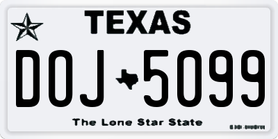 TX license plate DOJ5099