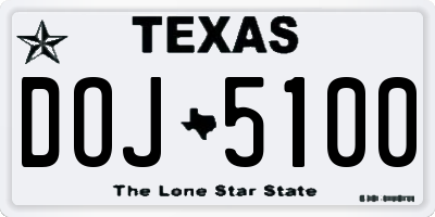 TX license plate DOJ5100