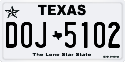 TX license plate DOJ5102