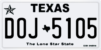 TX license plate DOJ5105