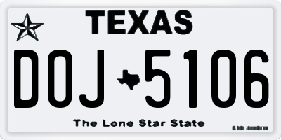 TX license plate DOJ5106