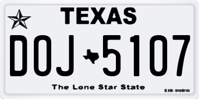 TX license plate DOJ5107