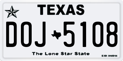 TX license plate DOJ5108