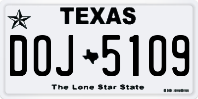 TX license plate DOJ5109