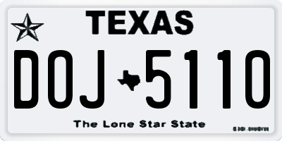 TX license plate DOJ5110