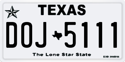 TX license plate DOJ5111