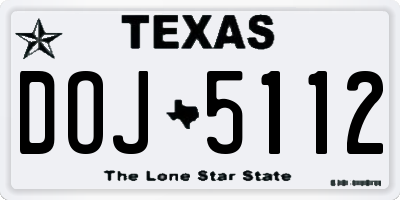 TX license plate DOJ5112