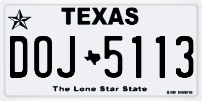 TX license plate DOJ5113