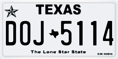 TX license plate DOJ5114