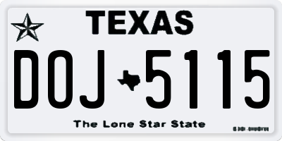 TX license plate DOJ5115