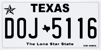 TX license plate DOJ5116