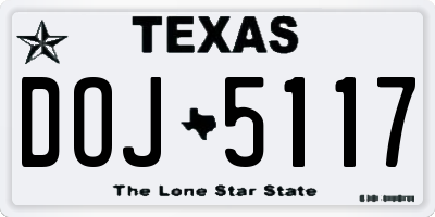TX license plate DOJ5117