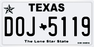 TX license plate DOJ5119