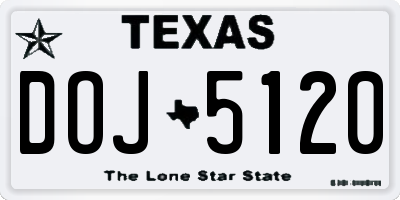 TX license plate DOJ5120