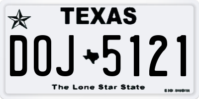 TX license plate DOJ5121