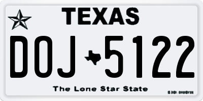 TX license plate DOJ5122