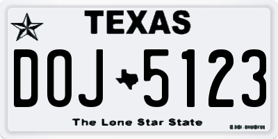 TX license plate DOJ5123