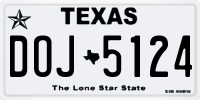 TX license plate DOJ5124