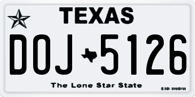TX license plate DOJ5126