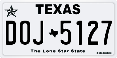 TX license plate DOJ5127