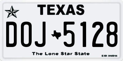 TX license plate DOJ5128