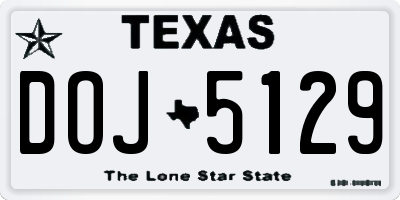 TX license plate DOJ5129