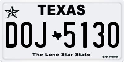 TX license plate DOJ5130