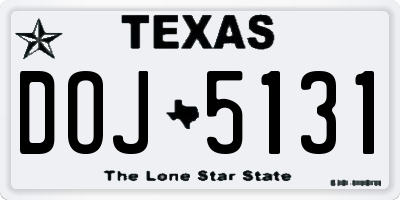 TX license plate DOJ5131