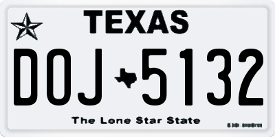 TX license plate DOJ5132