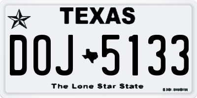 TX license plate DOJ5133