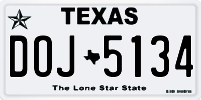 TX license plate DOJ5134