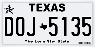 TX license plate DOJ5135