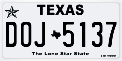 TX license plate DOJ5137