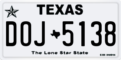 TX license plate DOJ5138