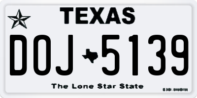 TX license plate DOJ5139