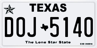 TX license plate DOJ5140