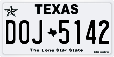 TX license plate DOJ5142