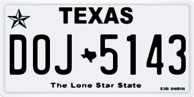 TX license plate DOJ5143