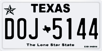 TX license plate DOJ5144