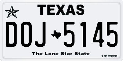 TX license plate DOJ5145