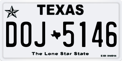 TX license plate DOJ5146