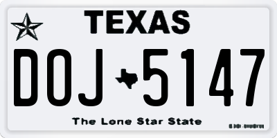 TX license plate DOJ5147