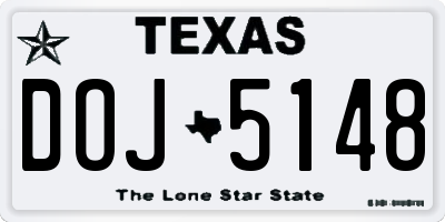 TX license plate DOJ5148